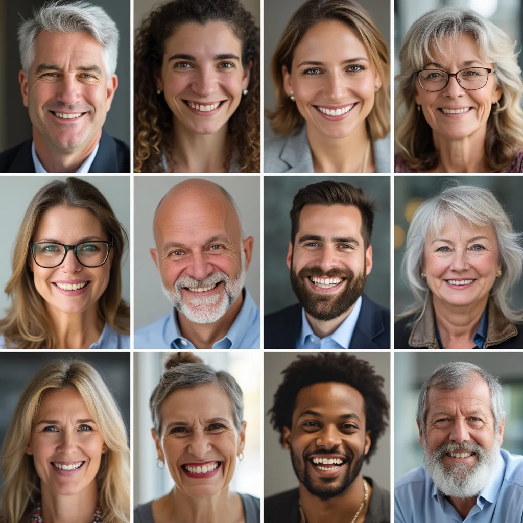 Gruppo diversificato di clienti soddisfatti